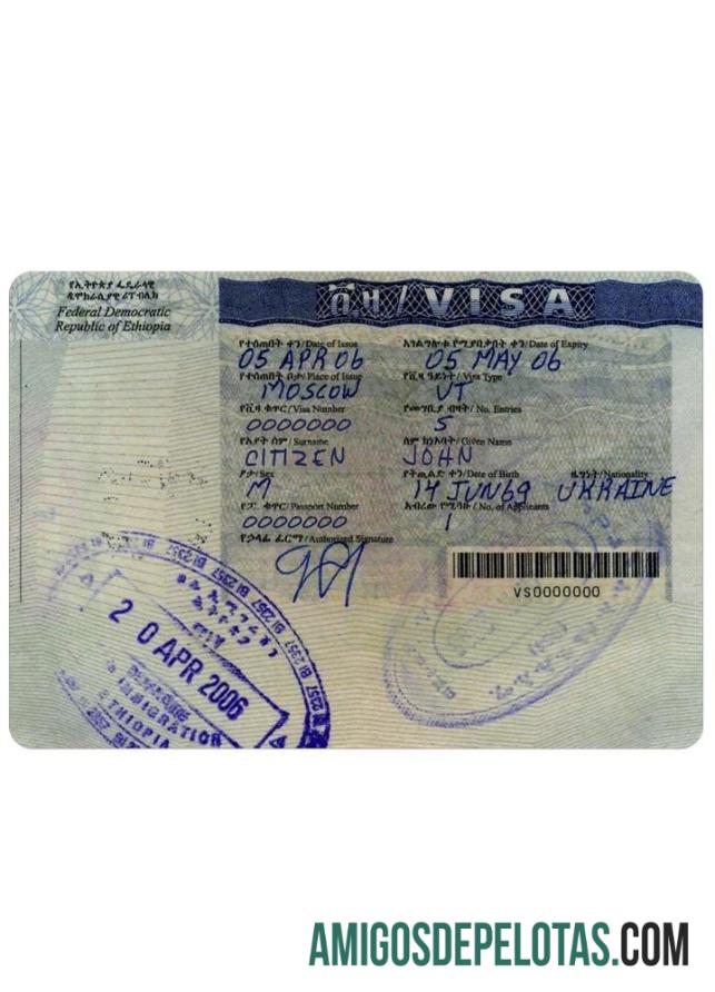 Visto para a Etiópia baixar para verificação